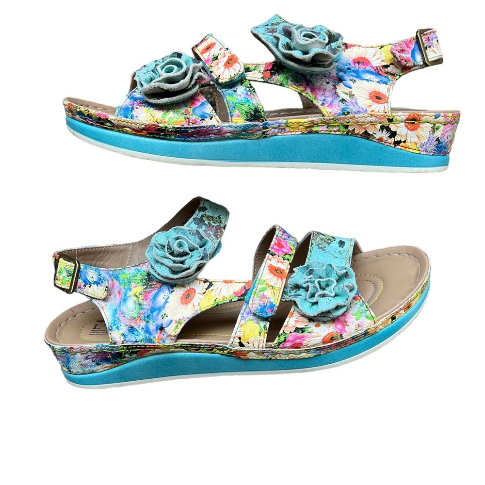 Spring Step Floral Blue Sandals